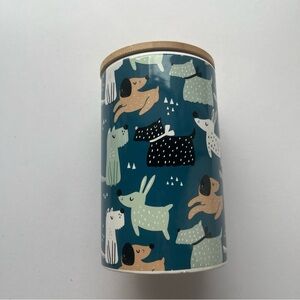 Dog Patterned Blue Canister